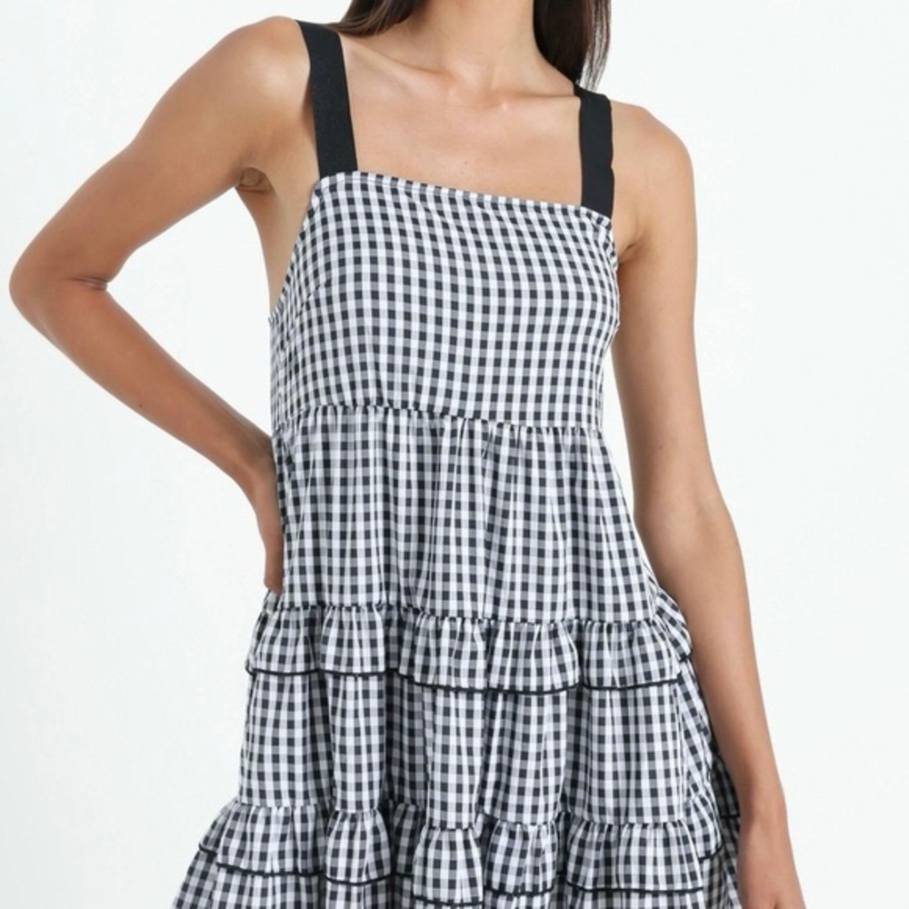 Zara Black and White Checkered Mini Dress